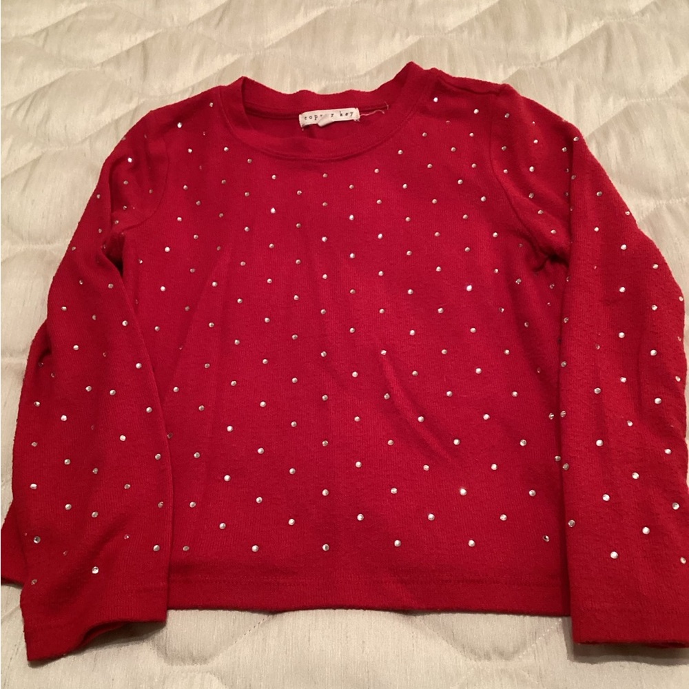 Copper Key Red Top with Rhinestone Accents Size 6x